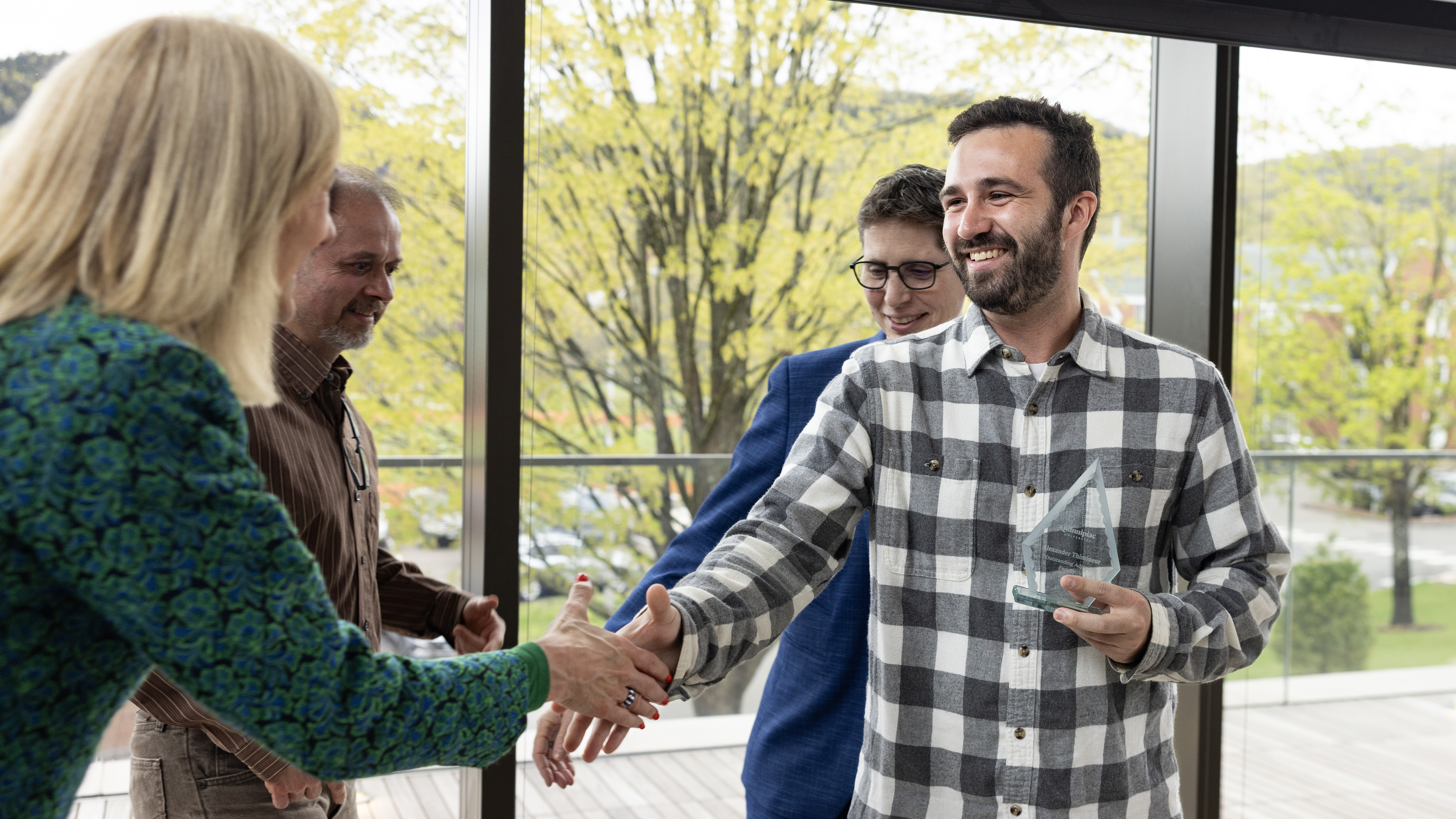 Handshake at Quinnipiac Faculty Awards
