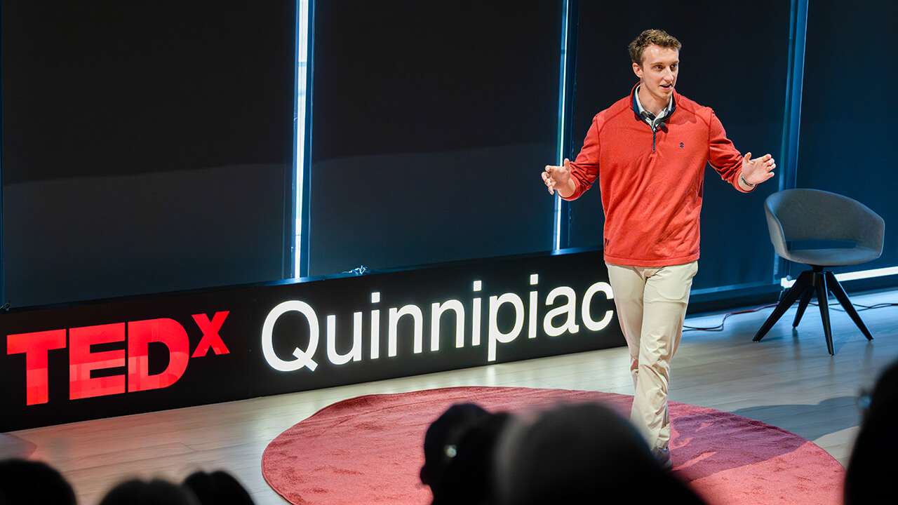Engineering student presenting at Tedx QuinnipiacU
