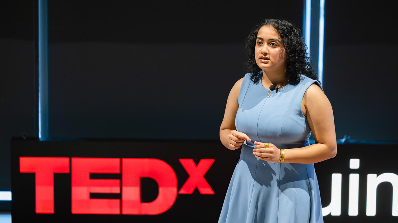 Computer science student presenting at Tedx QuinnipiacU