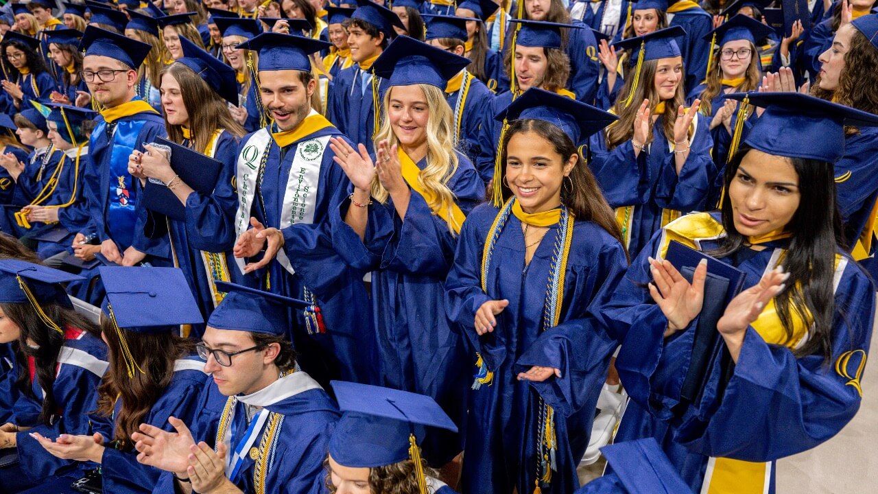 Graduates cheer at Commencement