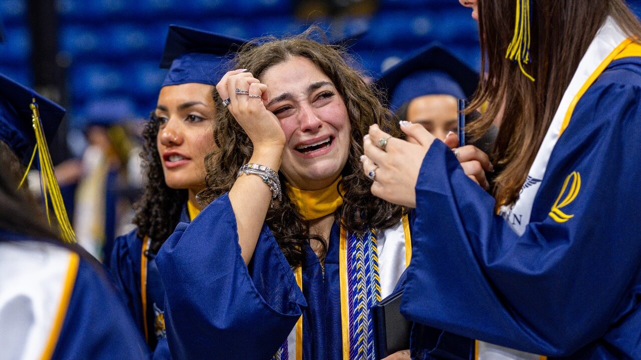 Graduate expresses her emotions through tears