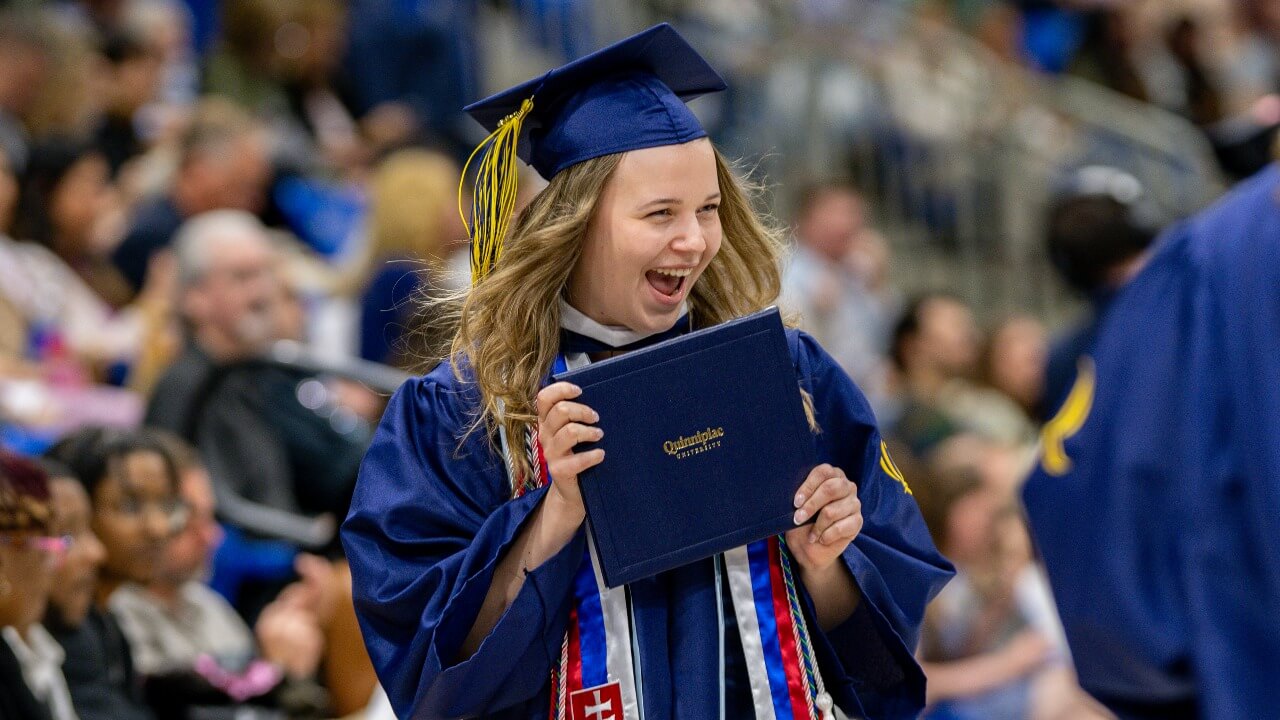 Graduate looks to audience in excitement