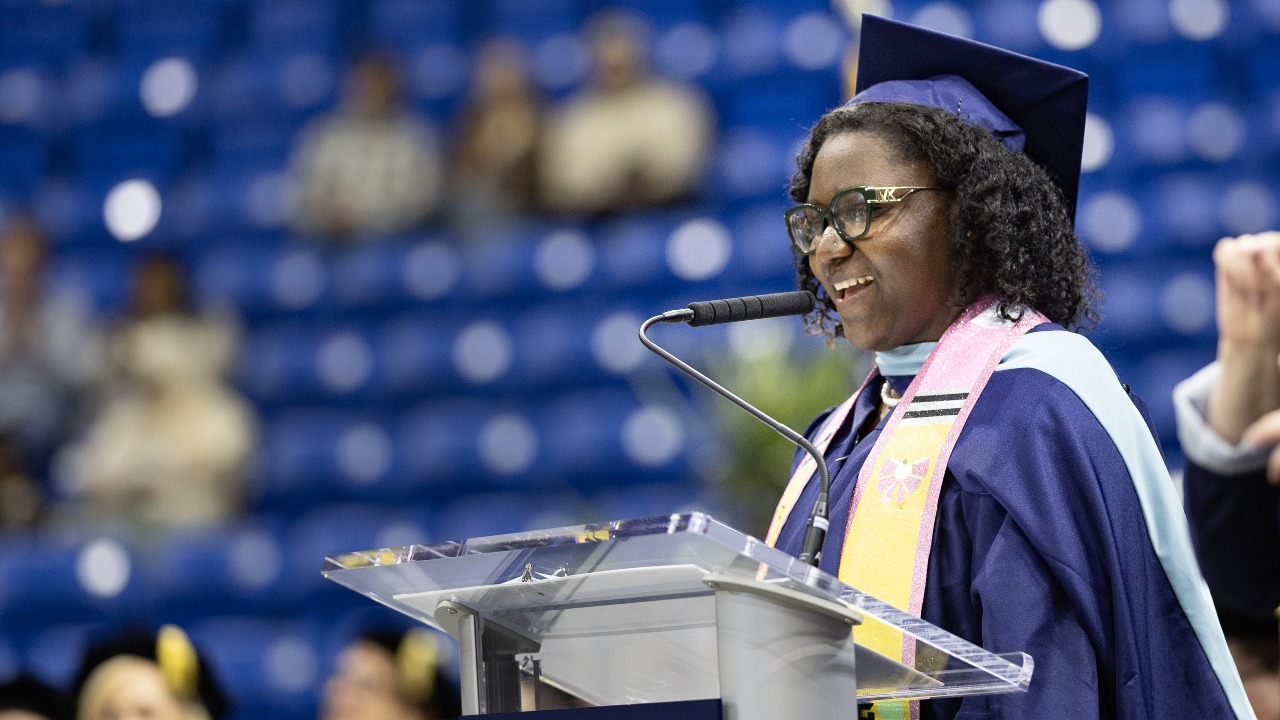 Shamara Ameena addresses graduating class at commencement