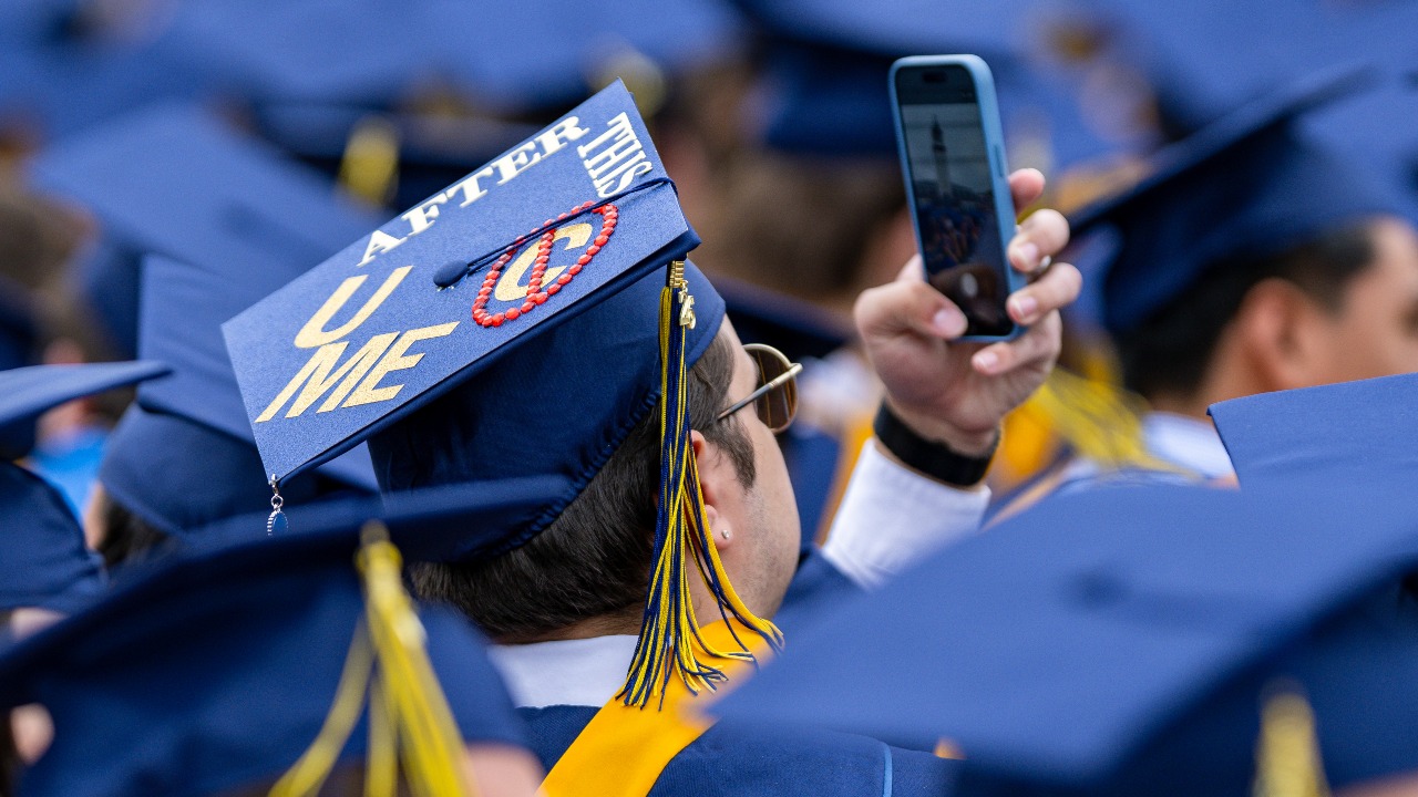 view of decorated graduation cap