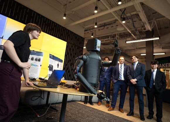 School of Computing & Engineering students showcasing their projects for Project Day 2026