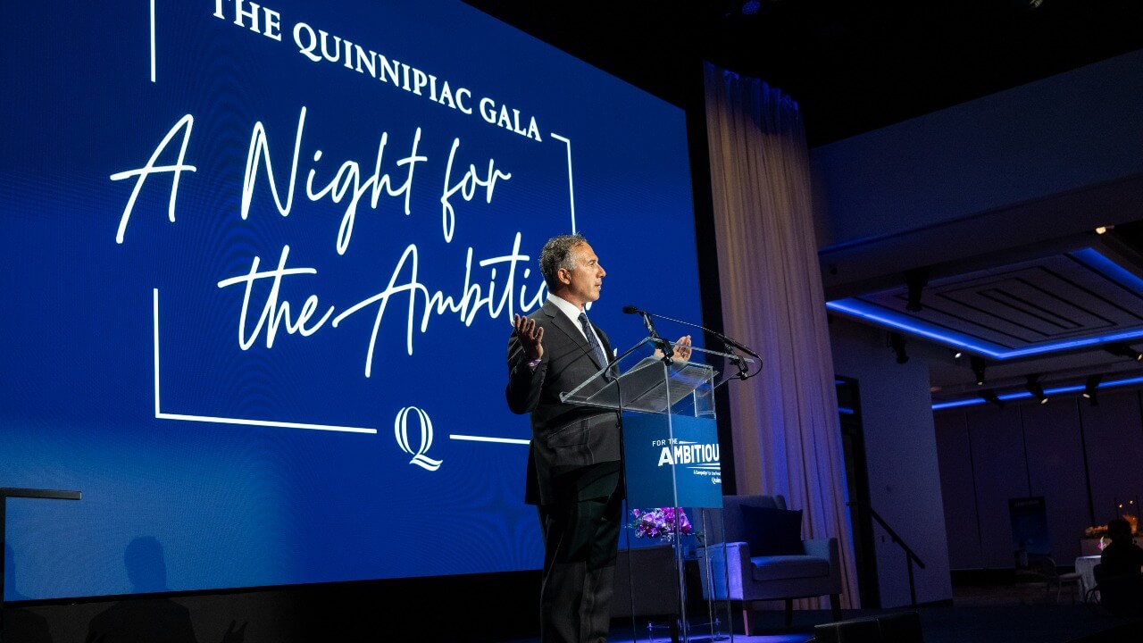 Chuck Saia speaking at the 2026 Quinnipiac Gala