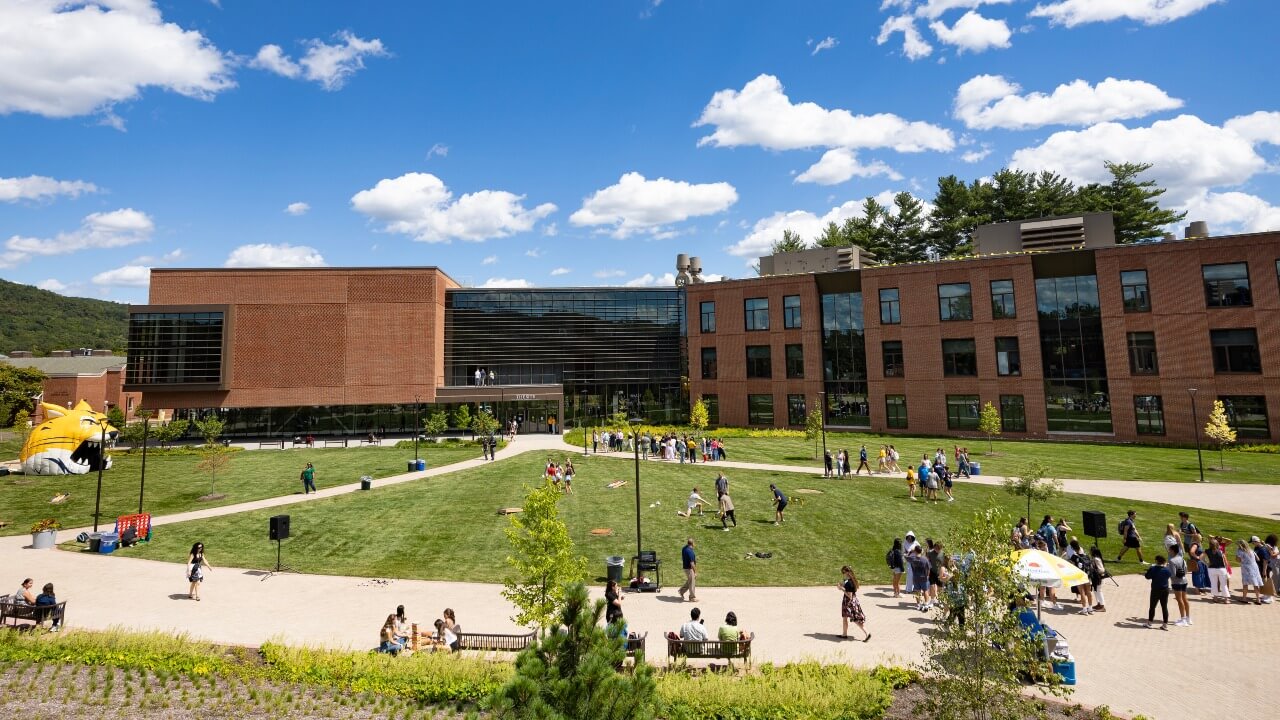 Students, faculty and staff on the South Quad