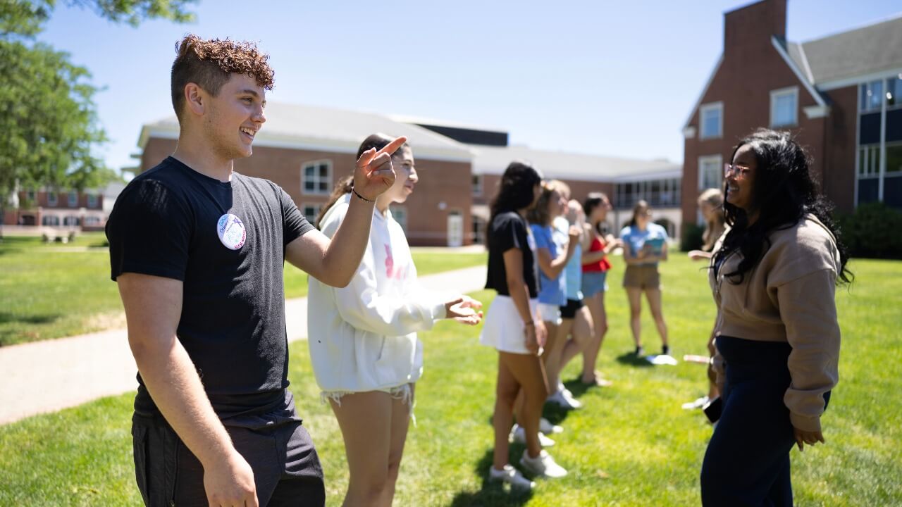 Students talking during Orientation