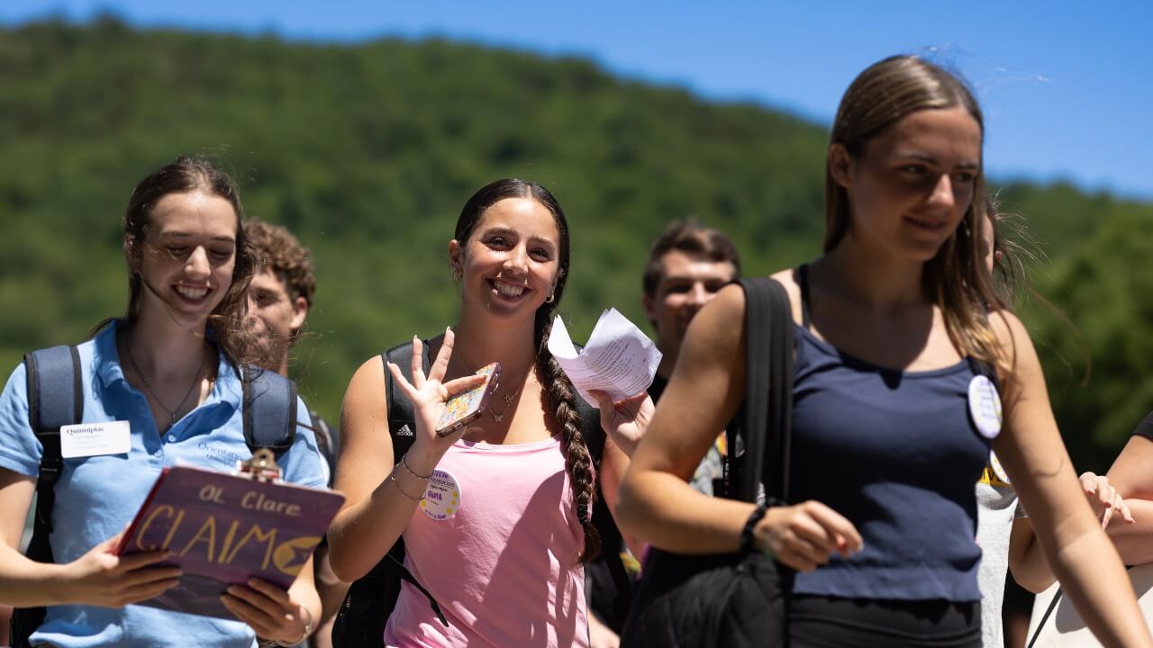 Students walking in a group