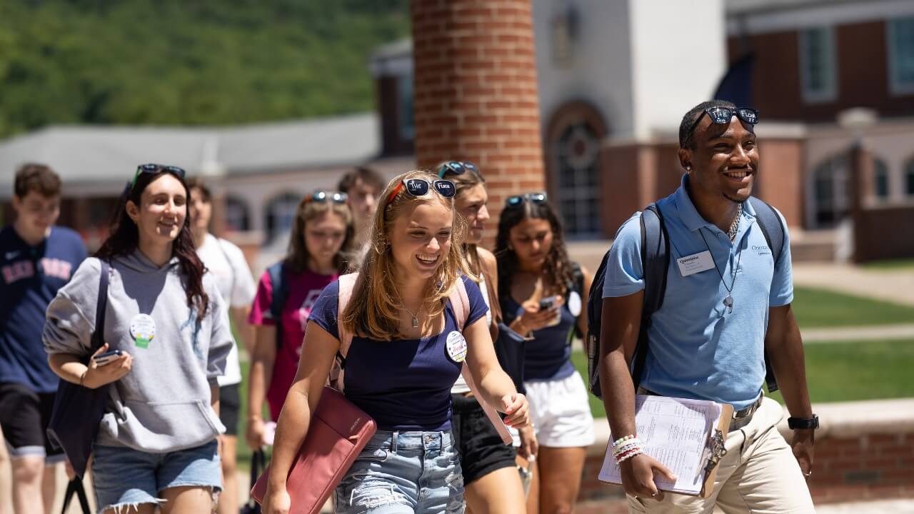 Students walking in a group