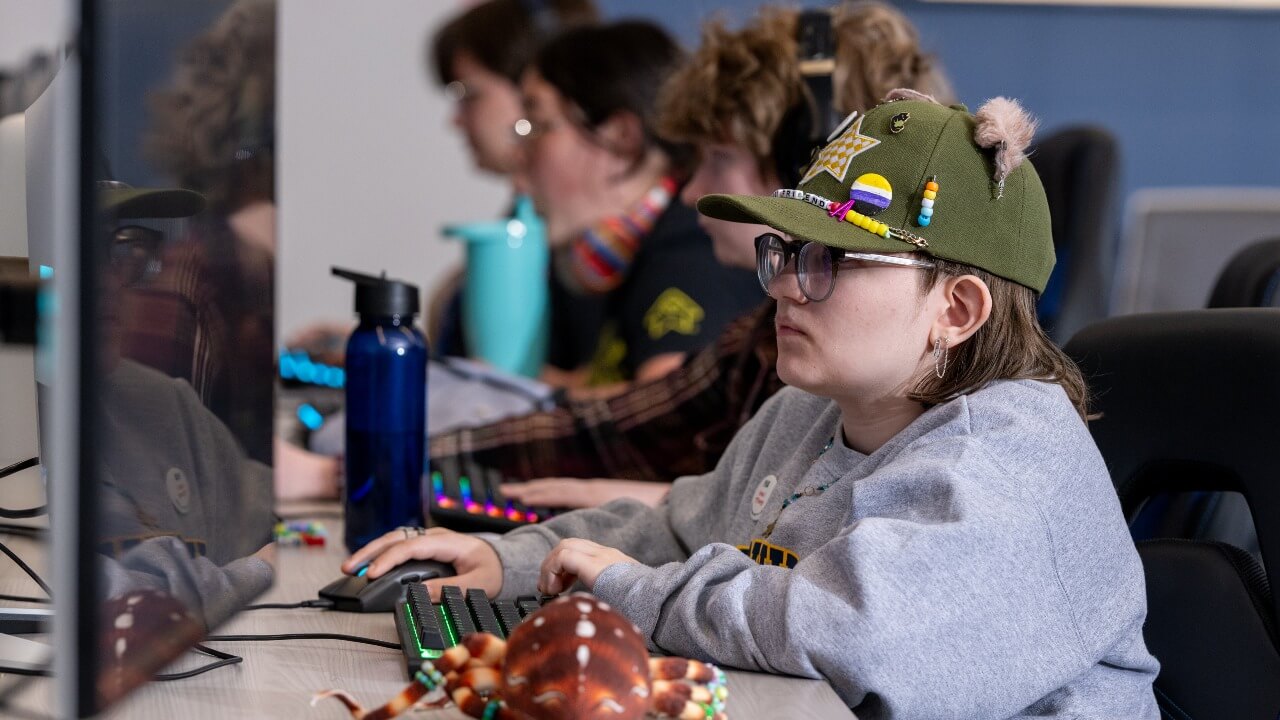 Student working on computer