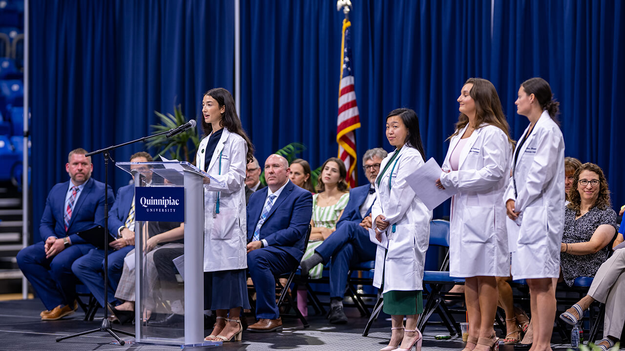 Student speakers on stage
