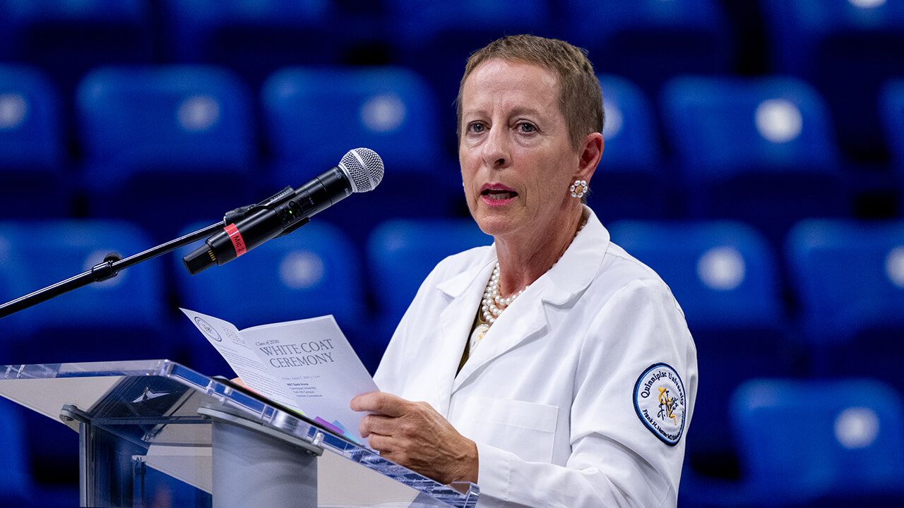 Person speaking at podium