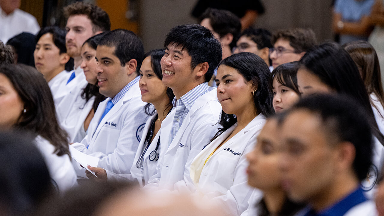 Row of students smiling