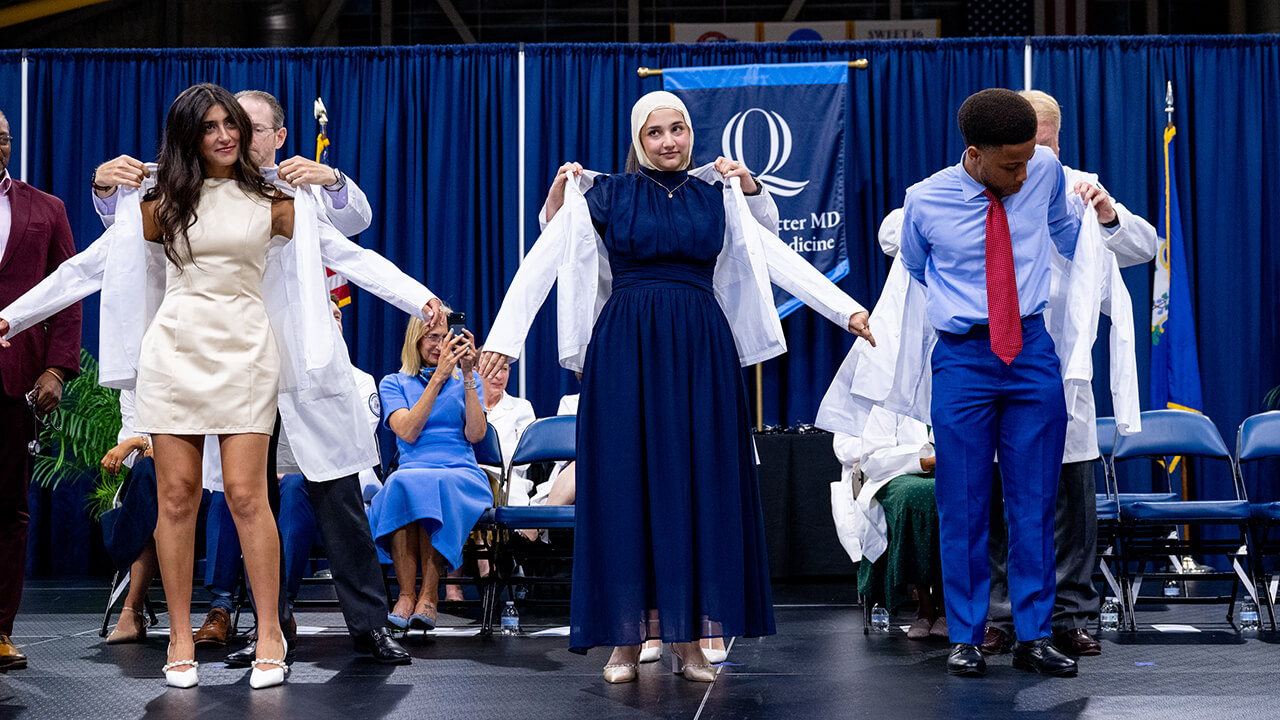 Student presented their white coats