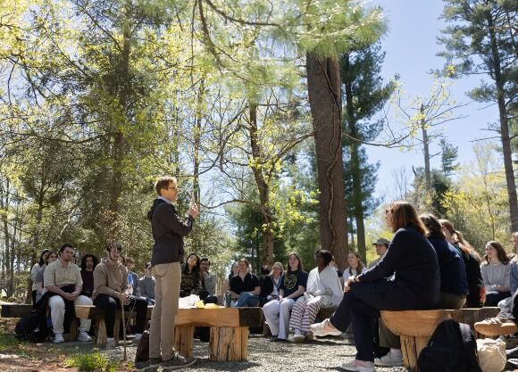Students engage in outdoor classroom activity