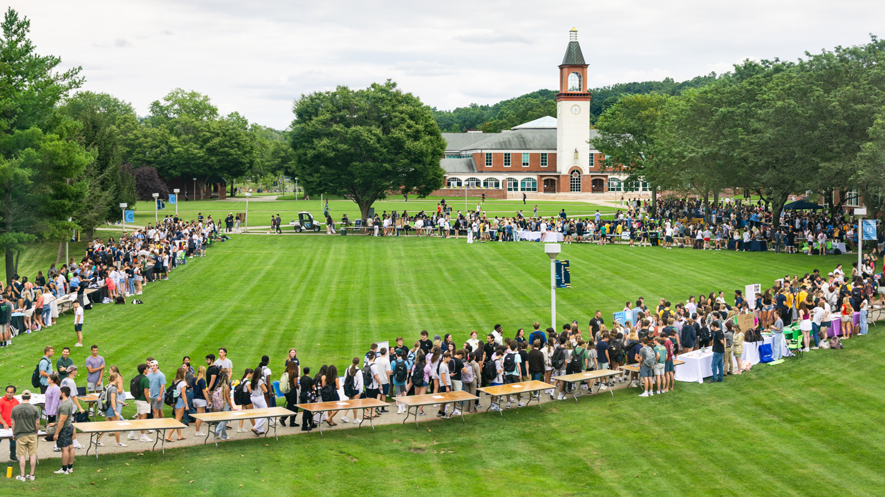 Aerial view of the engagement fair